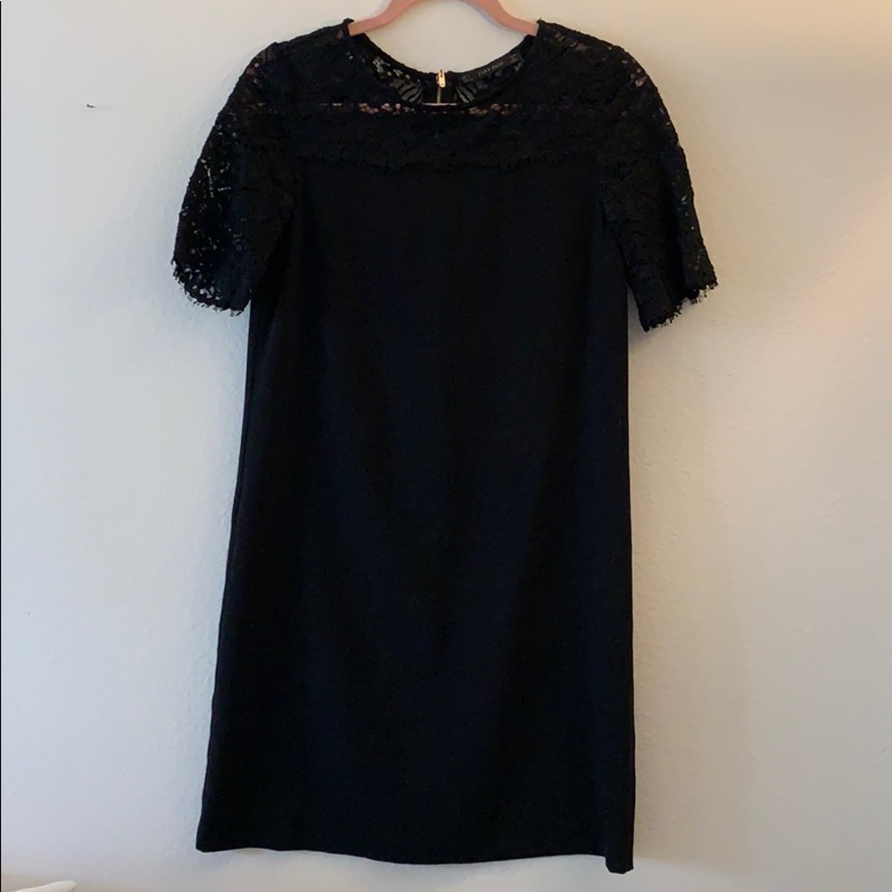 Black lace detail shift dress